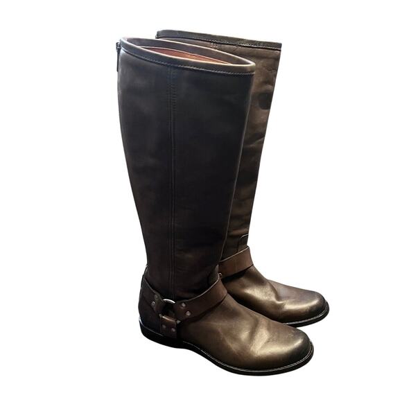Frye Boots Womens 7.5 Brown Harness Tall Phillip  Leather Riding Classic Work - Picture 4 of 10